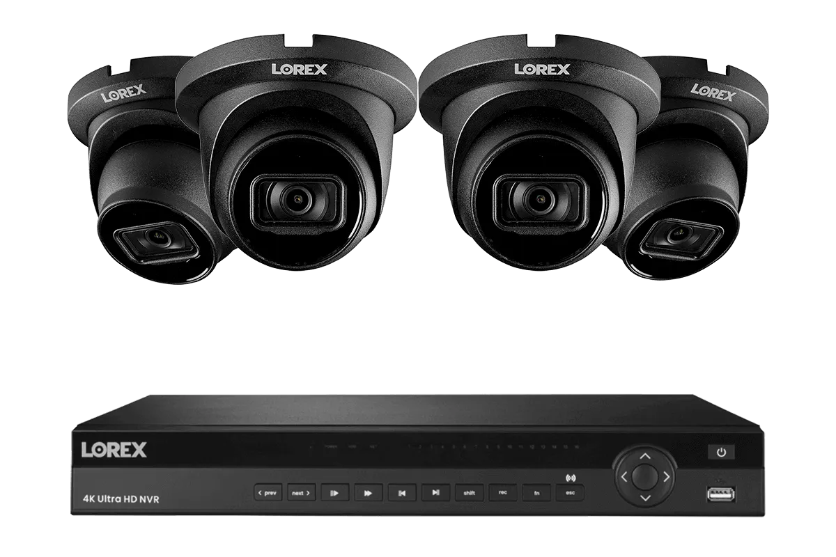 Lorex 4K (16 Camera Capable) 4TB Wired NVR System with Nocturnal 3 Smart IP Dome Cameras with Listen-In Audio and 30FPS