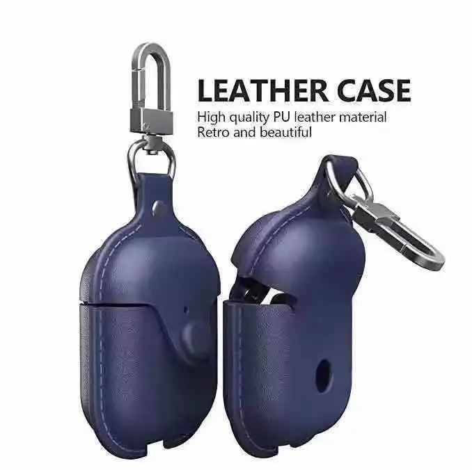 Luxury PU Leather Protective Cover with Hook for AirPods Case 1-3