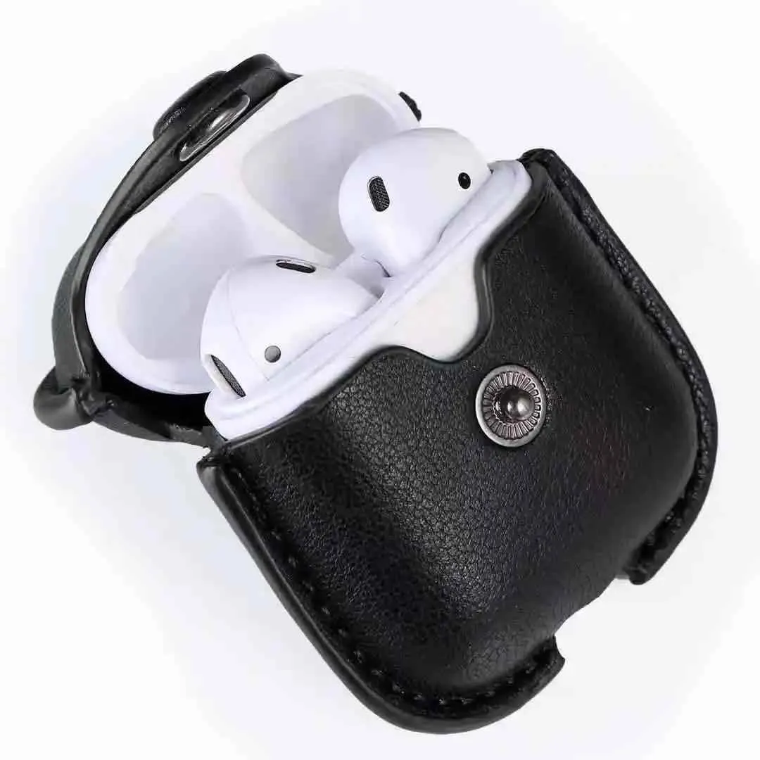 Luxury PU Leather Protective Cover with Hook for AirPods Case 1-3