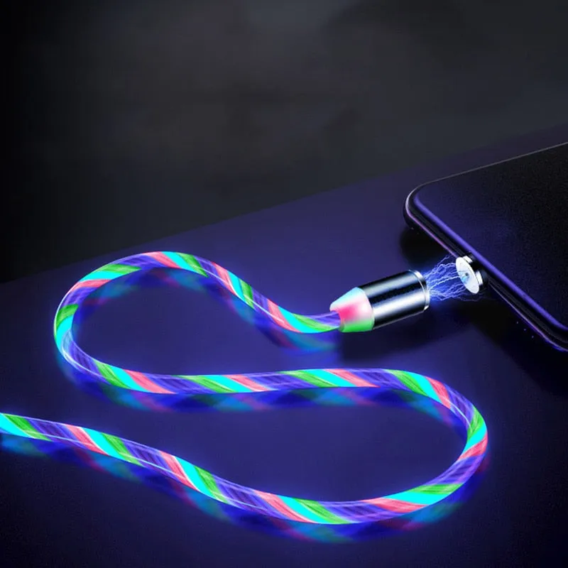 Magnetic Cable USB Type C Micro Cable Magnetic Cable LED Lighting fast Charging USB  Charger Cable Wire for iPhone Huawei Samsun