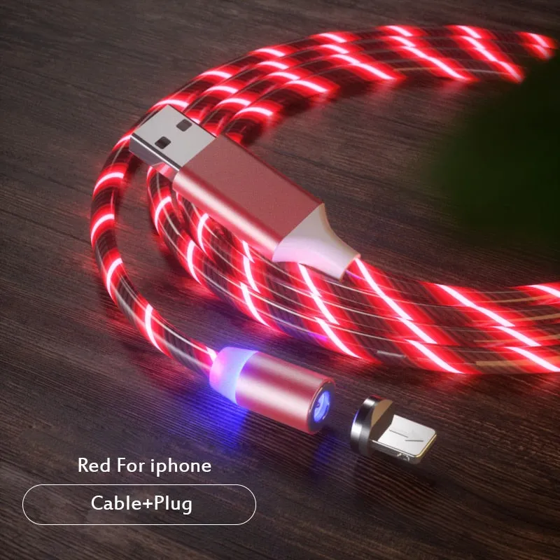 Magnetic Cable USB Type C Micro Cable Magnetic Cable LED Lighting fast Charging USB  Charger Cable Wire for iPhone Huawei Samsun