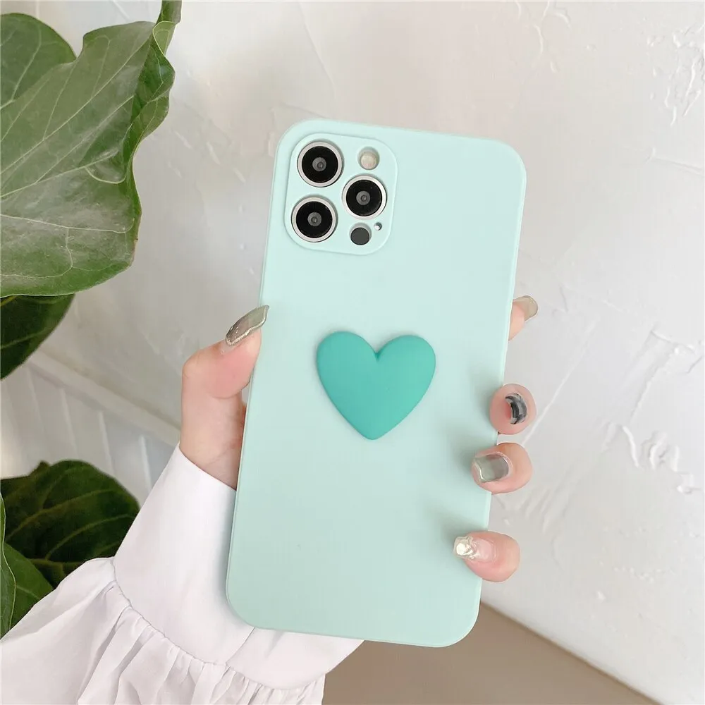 Matte Silicone Big Love Heart Phone Case for iPhone