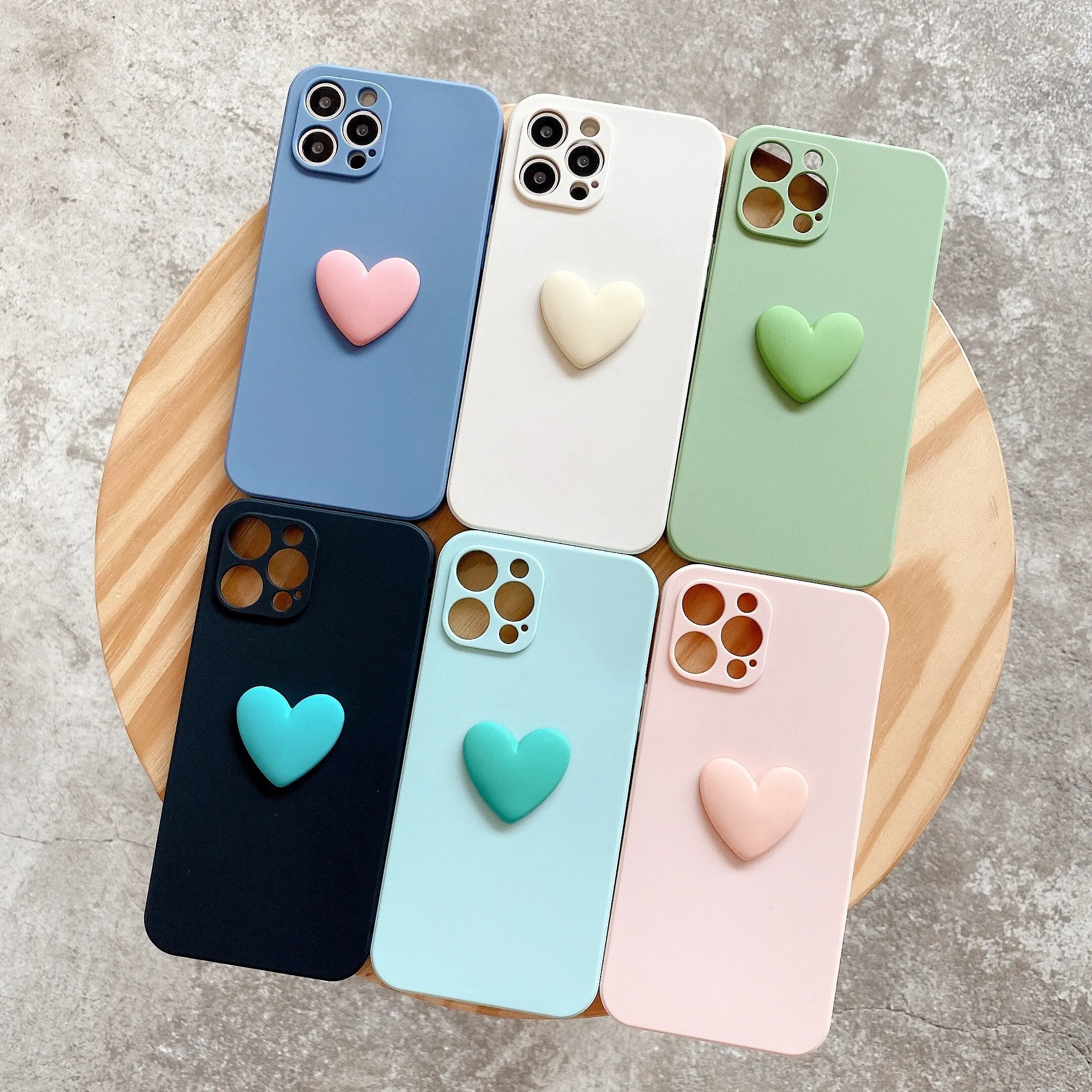 Matte Silicone Big Love Heart Phone Case for iPhone