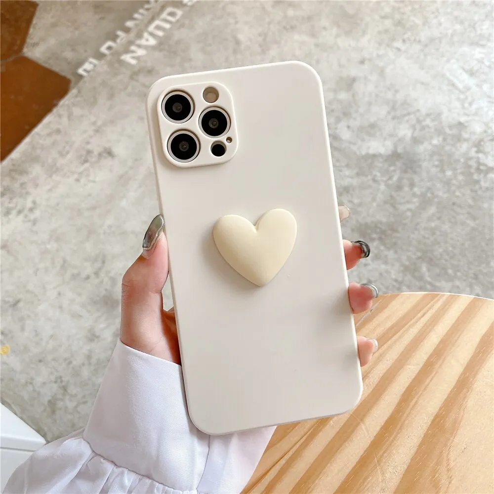 Matte Silicone Big Love Heart Phone Case for iPhone