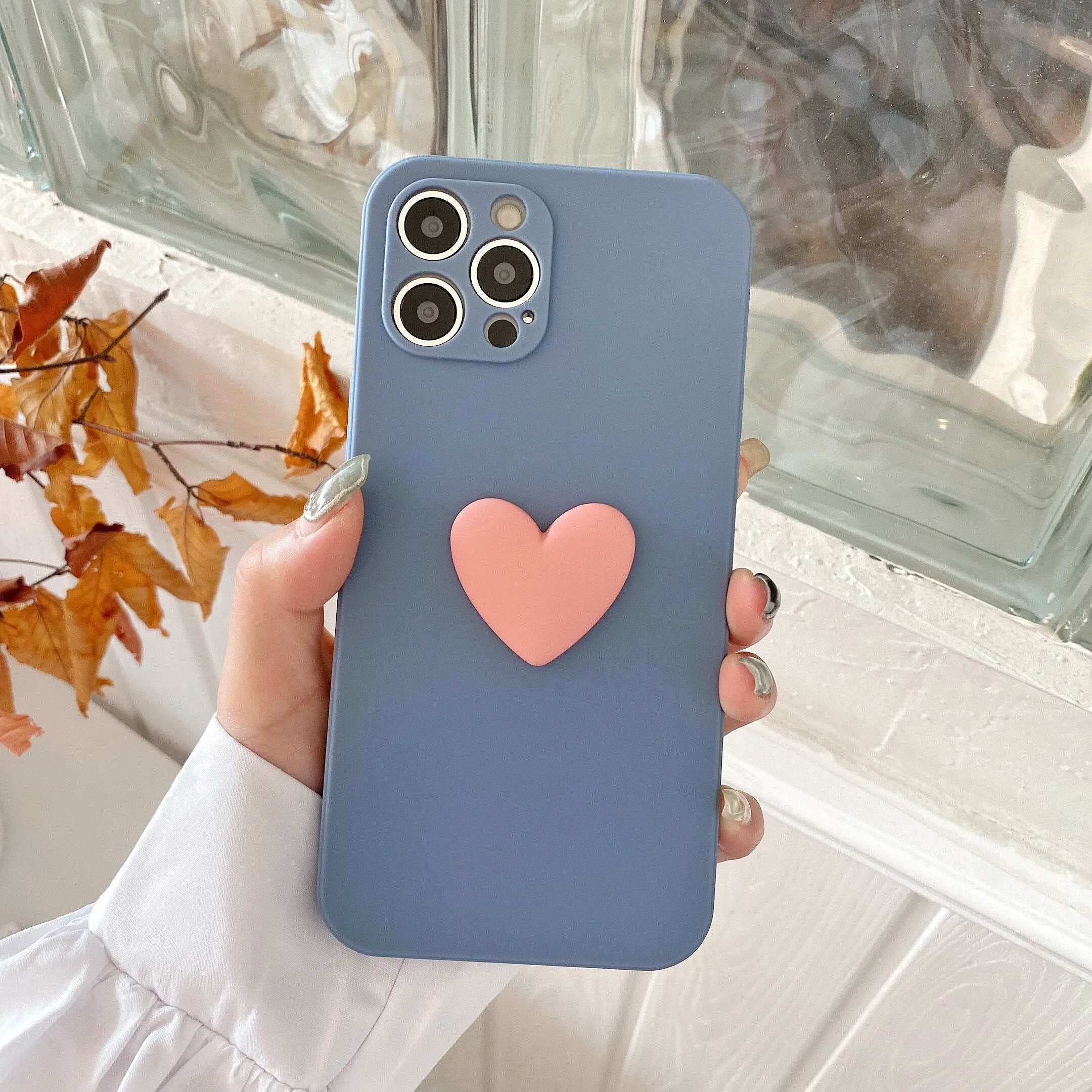 Matte Silicone Big Love Heart Phone Case for iPhone