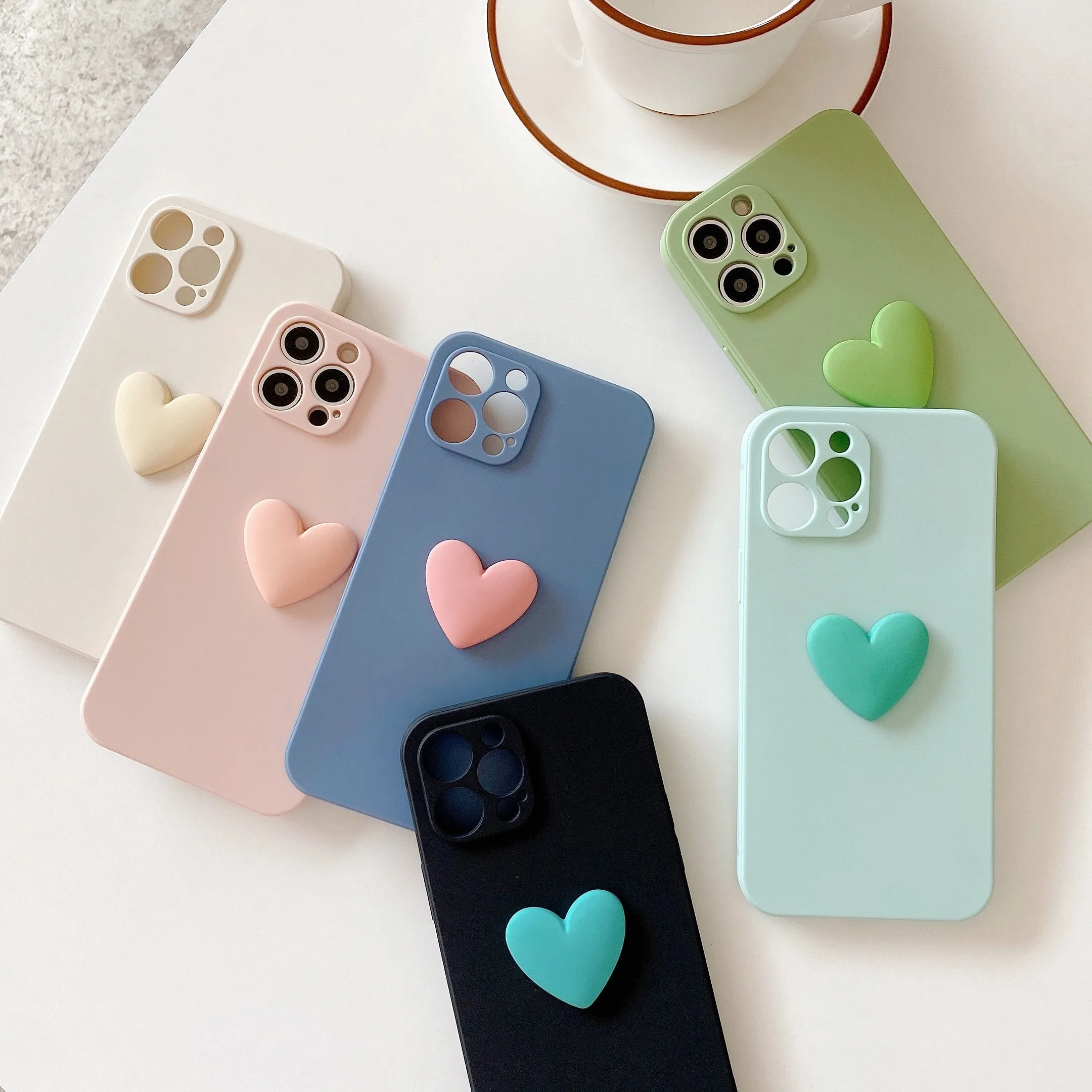 Matte Silicone Big Love Heart Phone Case for iPhone