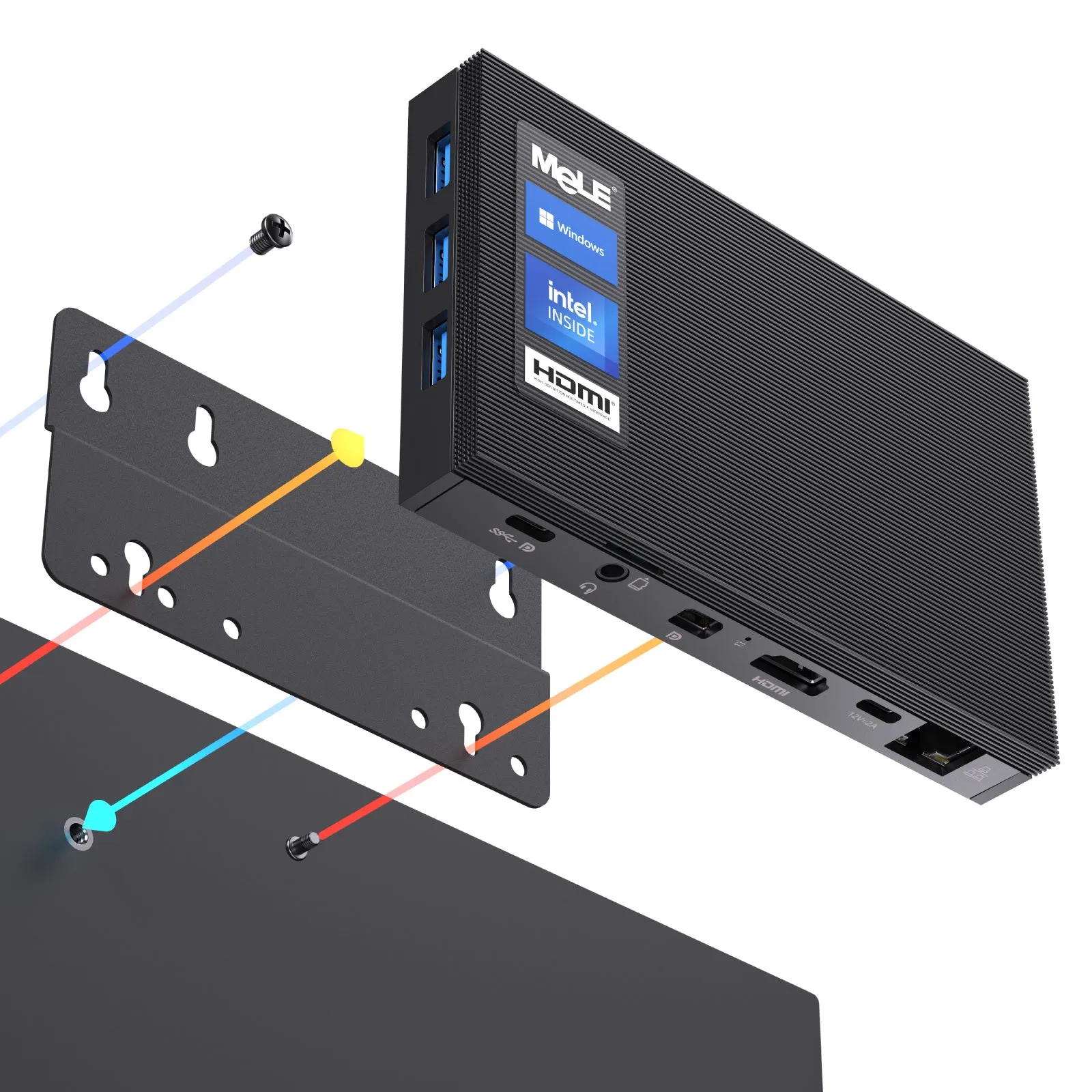 MeLE  Quieter 3C Fanless Mini PC N5105, LPDDR4, Windows11 Pro, HDMI * 2, Wi-Fi 5, BT 5.1, USB 3.2* 3, Type-C, SD Card & SSD Support, VESA Mount