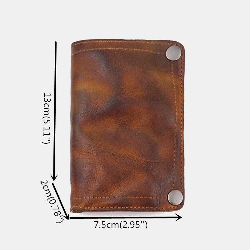 Men Retro Genuine Leather Old 8 CardSlots Card Case Money Clip Wallet