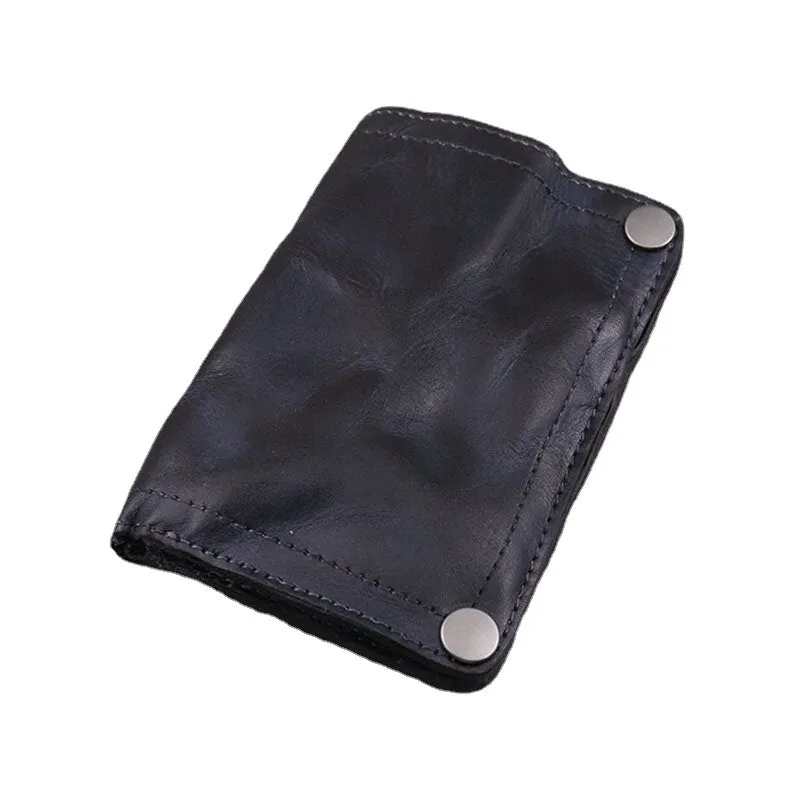 Men Retro Genuine Leather Old 8 CardSlots Card Case Money Clip Wallet