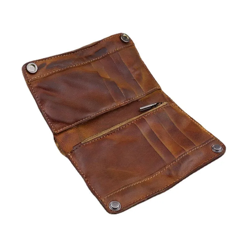 Men Retro Genuine Leather Old 8 CardSlots Card Case Money Clip Wallet