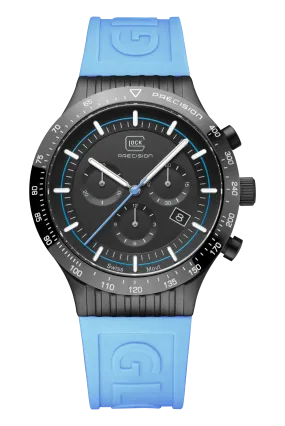 Men's Glock Watch in Black with Blue Silicone Band