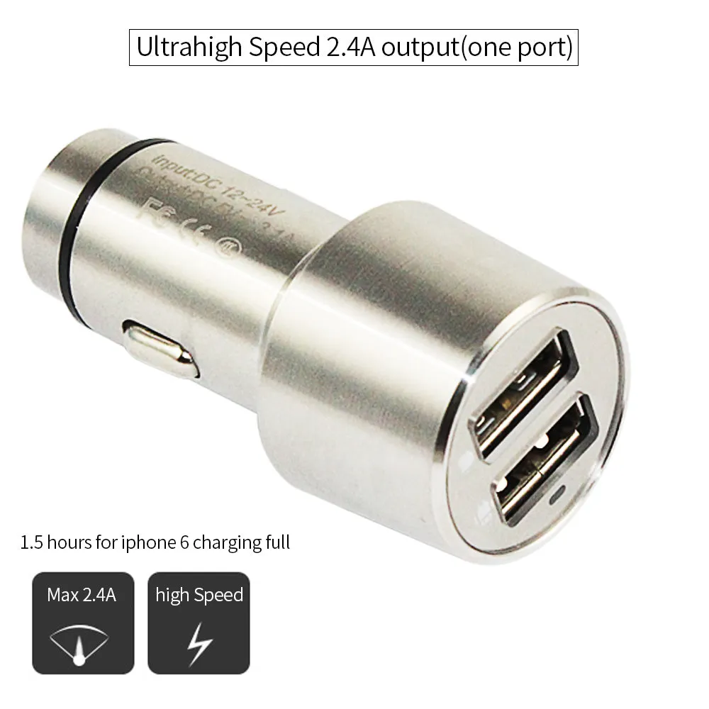 Metal High Speed Dual-Port USB Car Charger Adapter