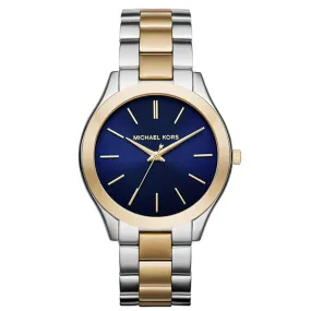 Michael Kors Slim Runway Two-tone Stainless Steel Blue Dial Quartz Watch for Ladies - MK-3479