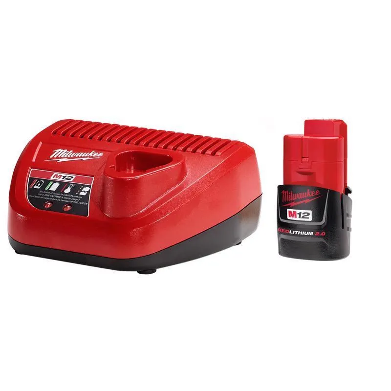 Milwaukee M12 RedLithium CP 2 Ah Lithium-Ion Battery and Charger 2 pc