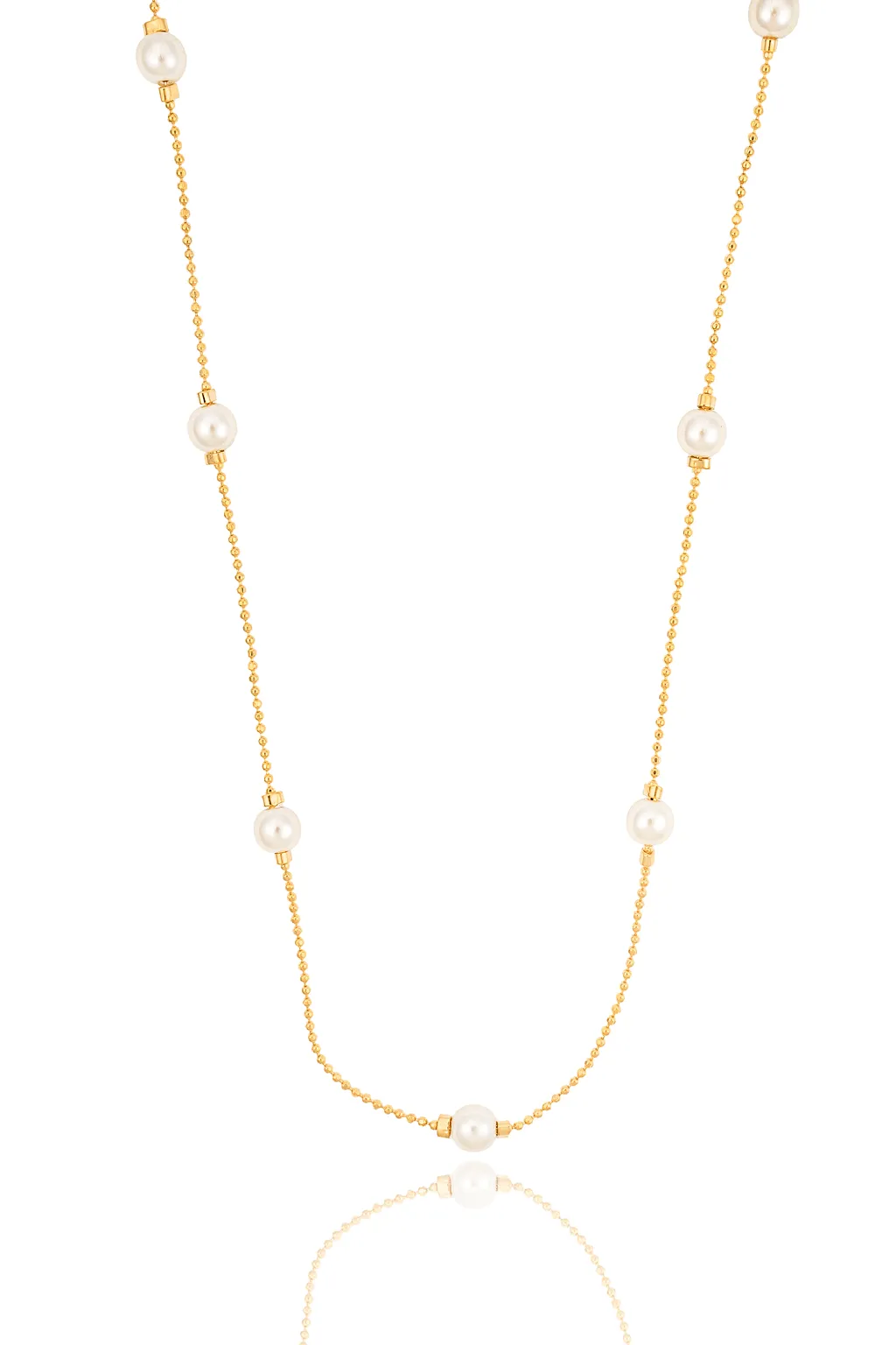 Mini Ball Chain Pearl Accent Necklace (H145/I500)