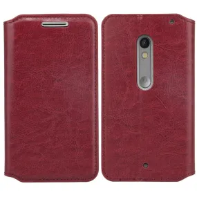 Motorola Droid Turbo 2 Case | Moto X Force Case | Kinzie Bounce Case, Pu Leather Magnetic Fold[Kickstand] Wallet Case with ID & Card Slots for Motorola Droid Turbo 2/X Force/Kinzie Bounce - Maroon