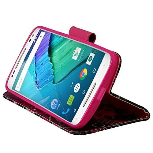 Motorola Droid Turbo 2 Case | Moto X Force Case | Kinzie Bounce Case, Wrist Strap Pu Leather Magnetic Fold[Kickstand] Wallet Case with ID & Card Slots - Heart Butterflies