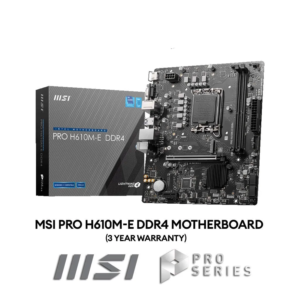 MSI PRO H610M-E DDR4 Micro ATX (mATX) Intel Motherboard | Intel LGA1700 Socket