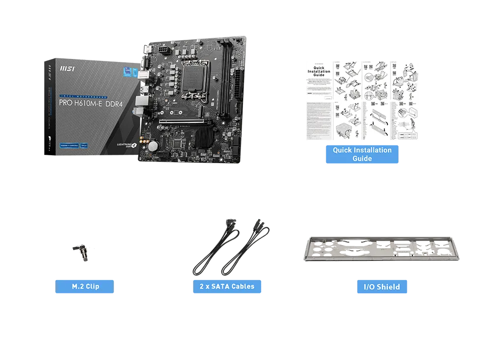 MSI PRO H610M-E DDR4 Micro ATX (mATX) Intel Motherboard | Intel LGA1700 Socket