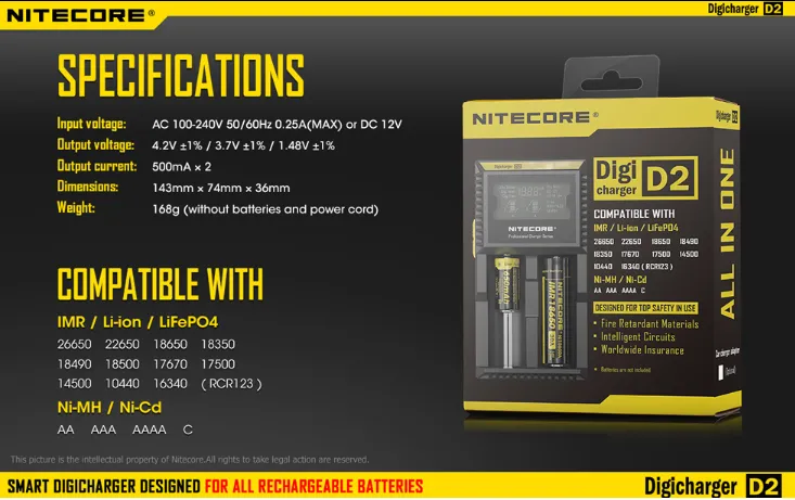 Nitecore D2 DigiCharger Combos