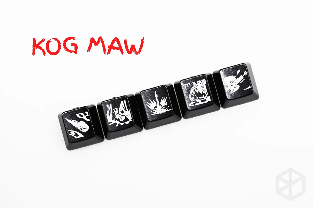 Novelty Shine Through Keycaps ABS Etched lol black red r2 hero skill Zyra Team