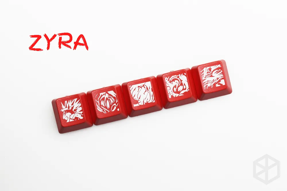 Novelty Shine Through Keycaps ABS Etched lol black red r2 hero skill Zyra Team