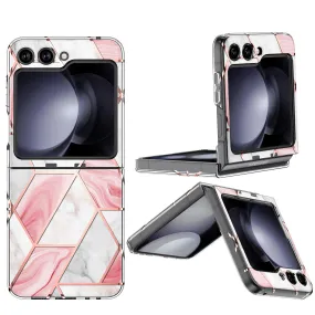 O Ozone - Case for Samsung Galaxy Z Flip 5 Full-Body Smooth Gloss Finish Marble Shockproof Bumper Stylish Cover (Pink)