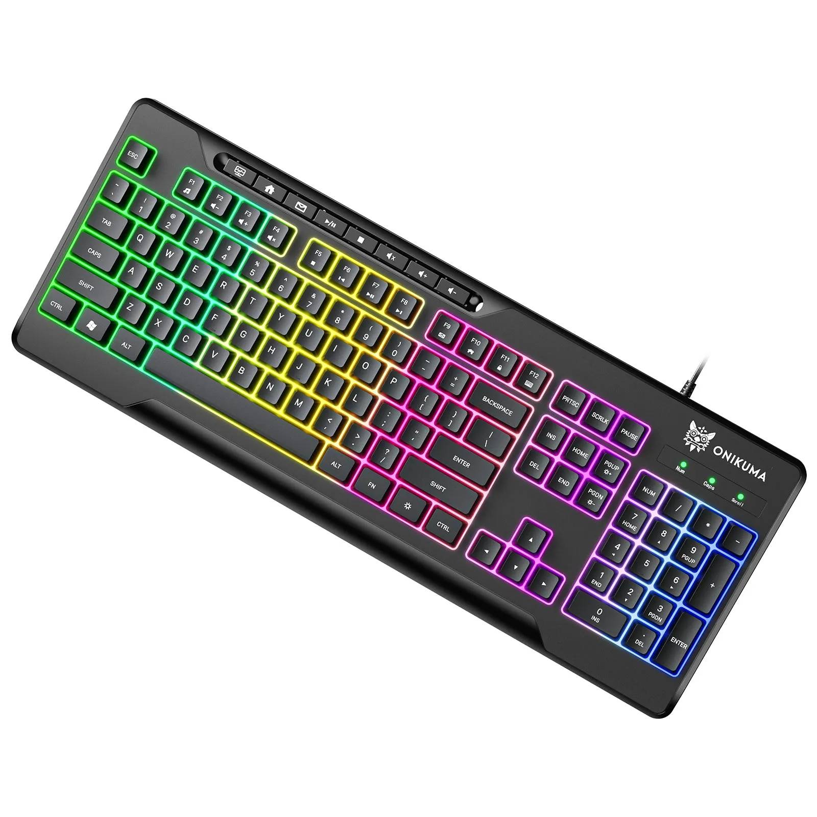 ONIKUMA G32 Matte Black Wired Gaming Keyboard with RGB Backlit Matte Key Caps