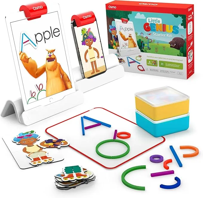 Osmo - Little Genius Starter Kit for iPad - 4 Hands-On Learning Games - Ages 3-5 - Problem Solving, Phonics & Creativity