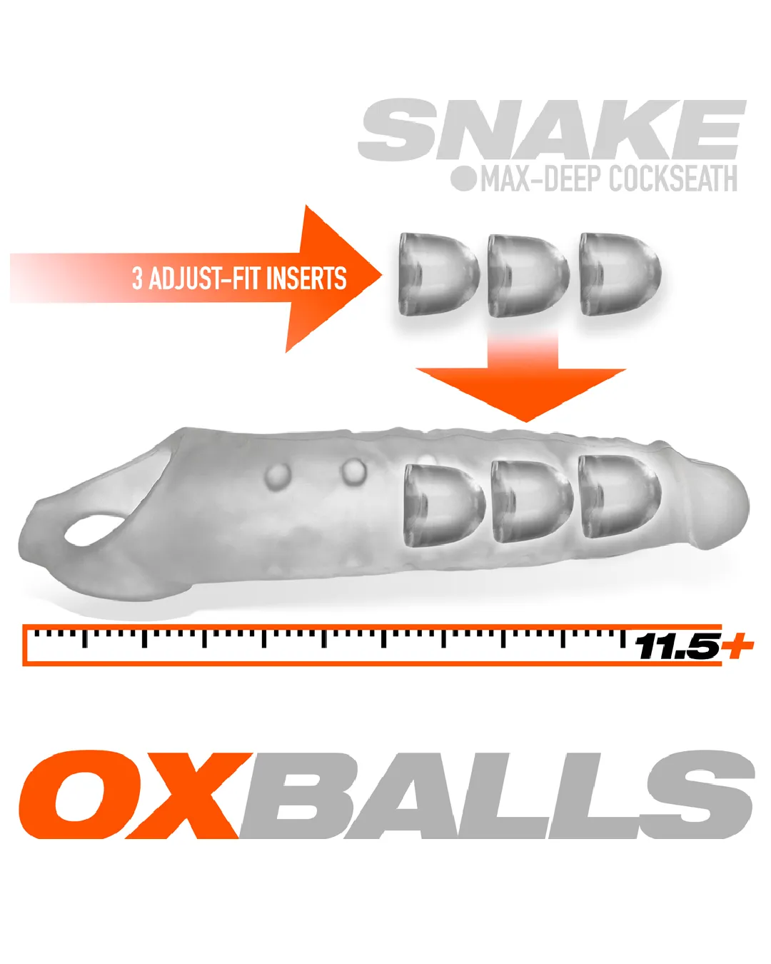 Oxballs Snake Extra Long 11 Inch Cock Sheath - Clear