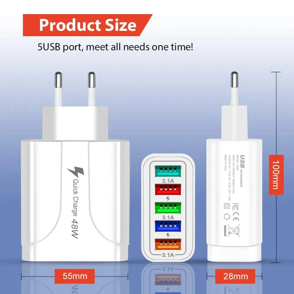 PBG 5 Port Wall Charger Charge 5 Devices at Once!