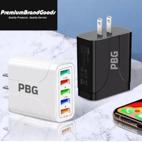 PBG 5 Port Wall Charger Charge 5 Devices at Once!