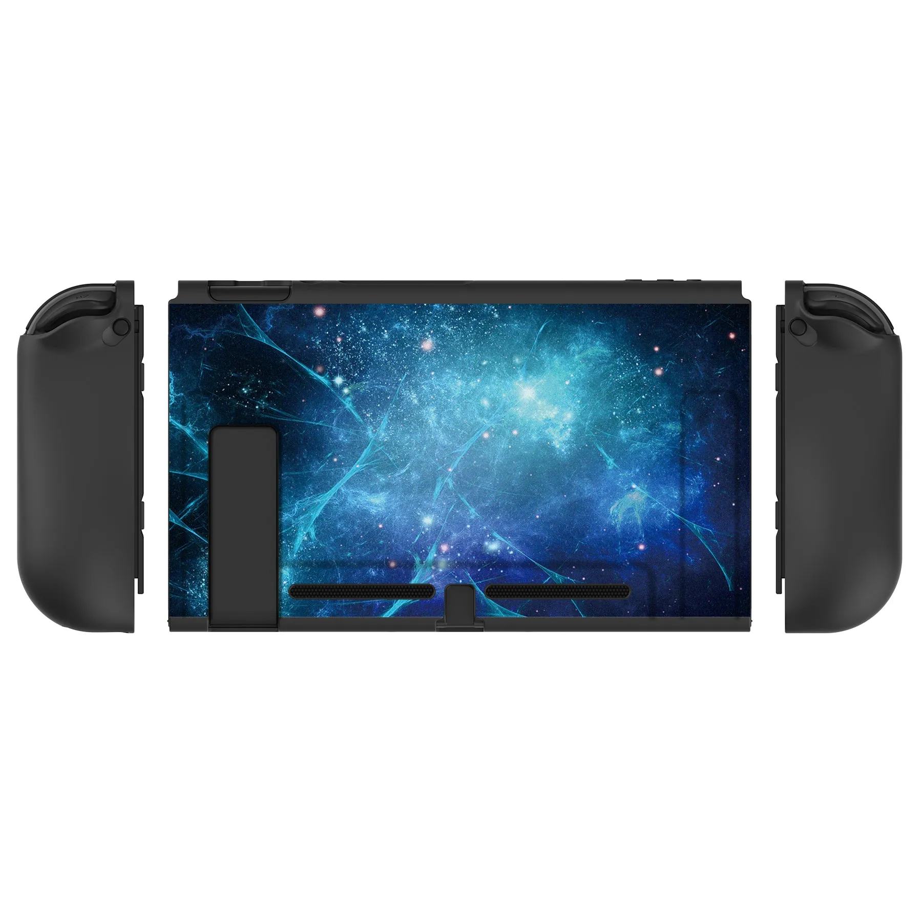 PlayVital Blue Nebula Protective Case for NS Switch, Soft TPU Slim Case Cover for NS Switch Joy-Con Console with Colorful ABXY Direction Button Caps - NTU6014G2