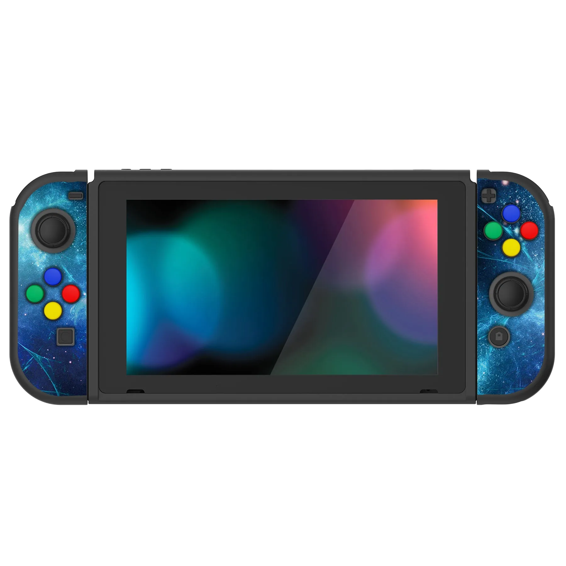 PlayVital Blue Nebula Protective Case for NS Switch, Soft TPU Slim Case Cover for NS Switch Joy-Con Console with Colorful ABXY Direction Button Caps - NTU6014G2