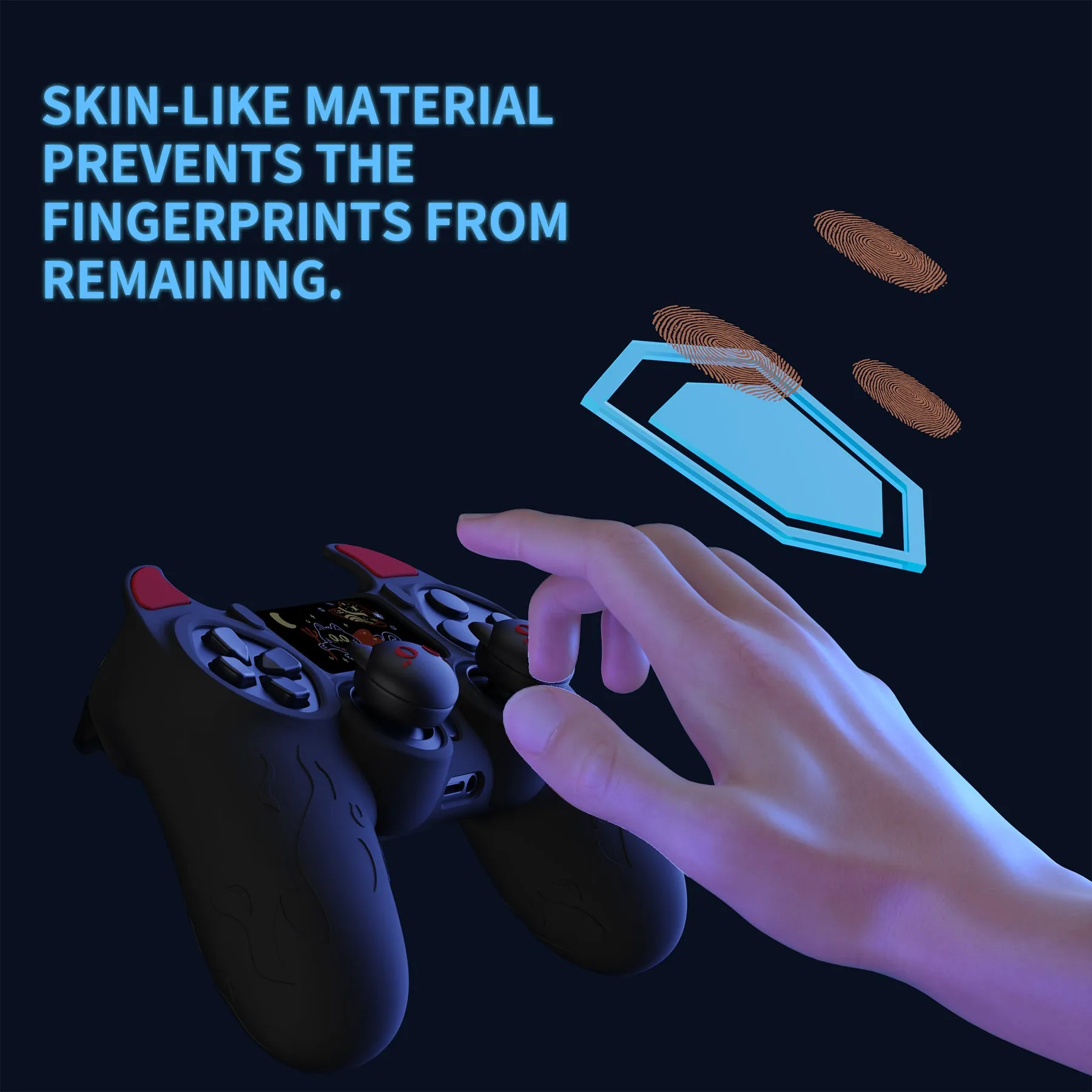 PlayVital Cute Demon Controller Skin for PS4 with Thumb Grips & Stickers, Kawaii Anti-Slip Silicone Controller Cover Grip Protector for PS4 Slim/Pro Controller - Black - BRJP4P001