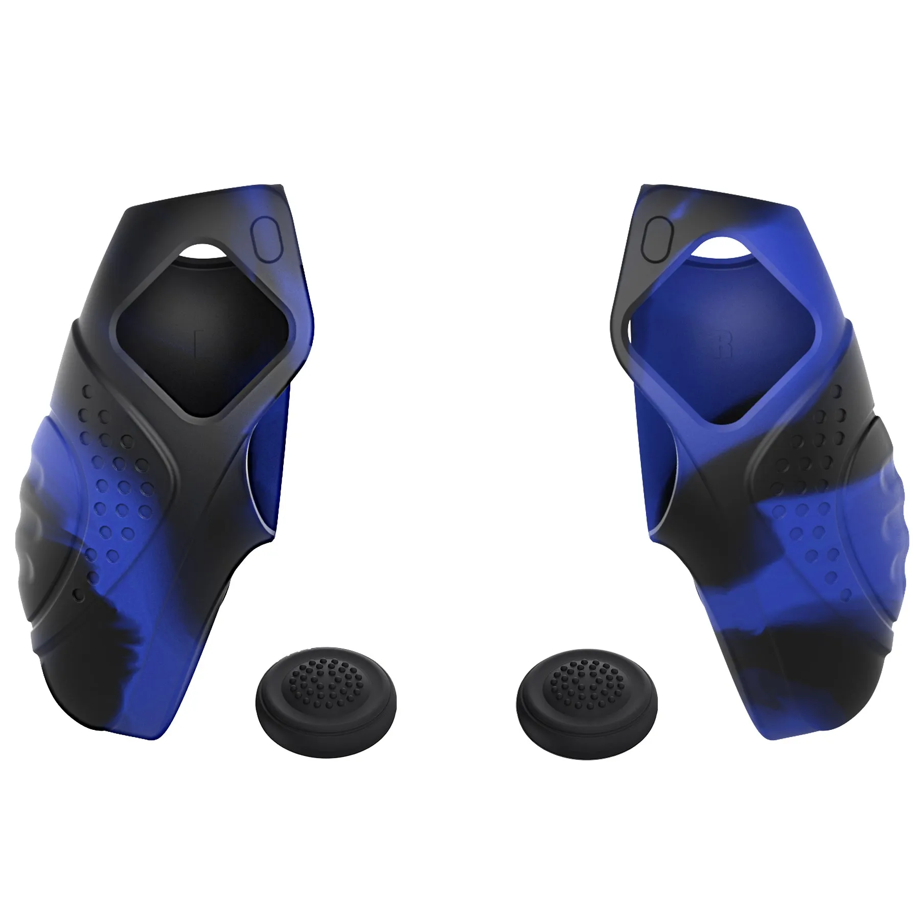 PlayVital Guardian Edition Blue & Black Ergonomic Soft Controller Silicone Case Grips for PS5, Rubber Protector Skins with Thumbstick Caps for PS5 Controller – Compatible with Charging Station - YHPF029