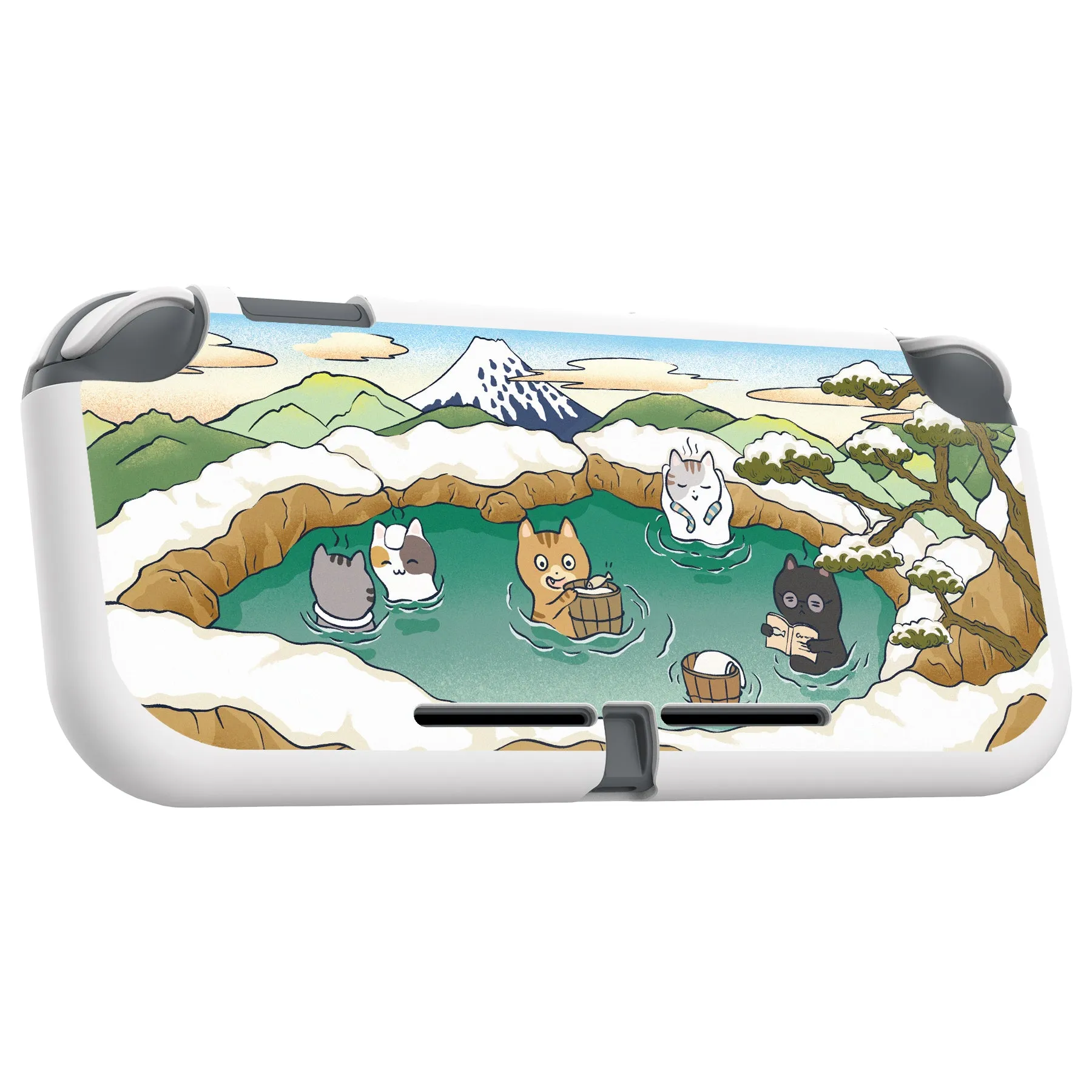 PlayVital Hot Spring Kitties Custom Protective Case for NS Switch Lite, Soft TPU Slim Case Cover for NS Switch Lite - LTU6023