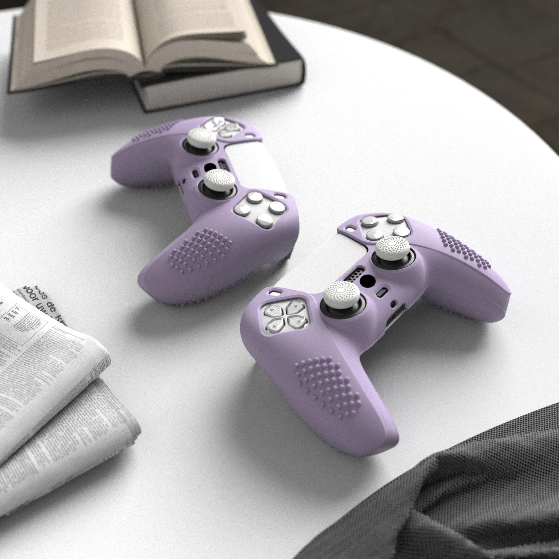 PlayVital Mauve Purple 3D Studded Edition Anti-slip Silicone Cover Skin for  5 Controller, Soft Rubber Case Protector for PS5 Wireless Controller with 6 White Thumb Grip Caps - TDPF009