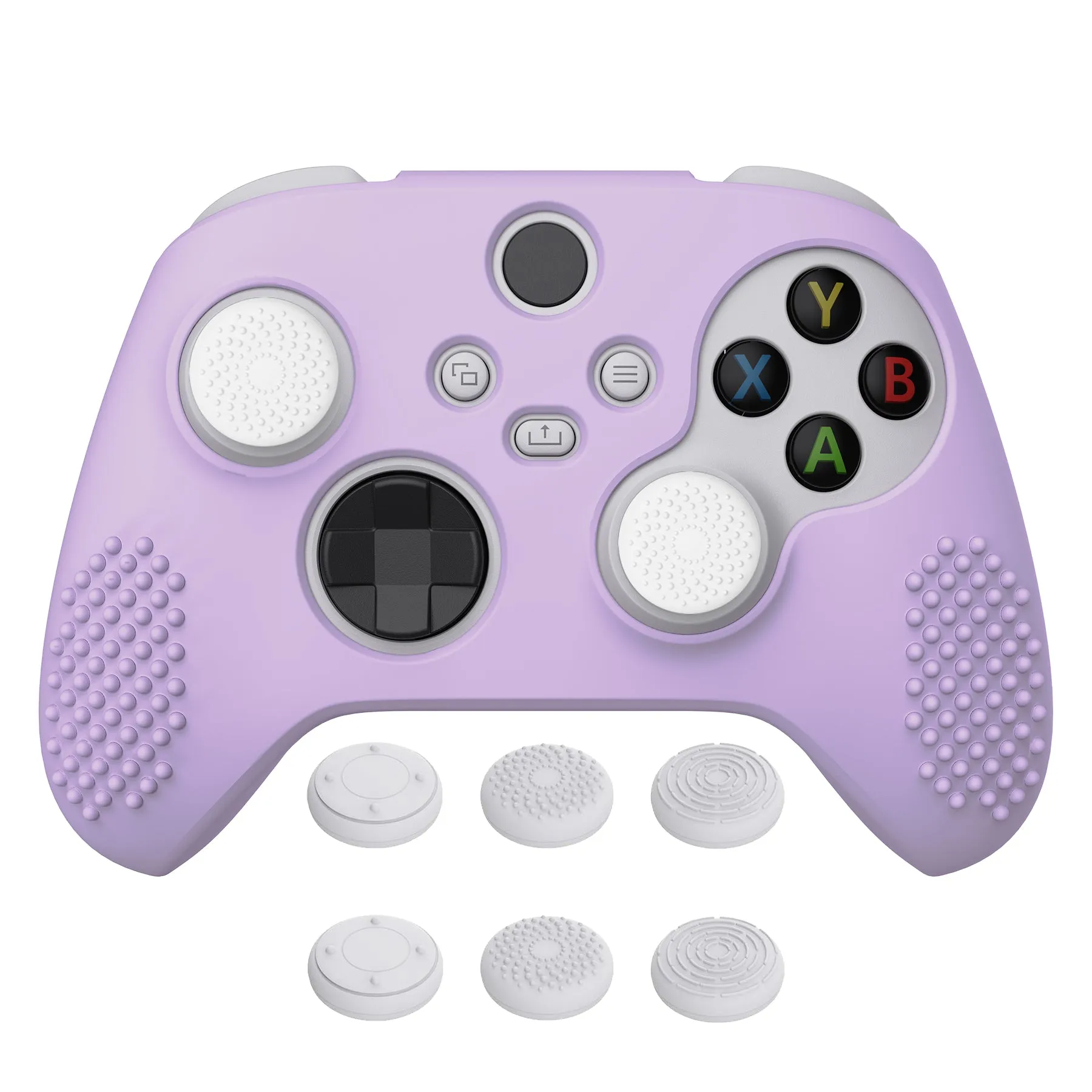 PlayVital Mauve Purple 3D Studded Edition Anti-slip Silicone Cover Skin for Xbox Series X Controller, Soft Rubber Case Protector for Xbox Series S Controller with 6 Black Thumb Grip Caps - SDX3009