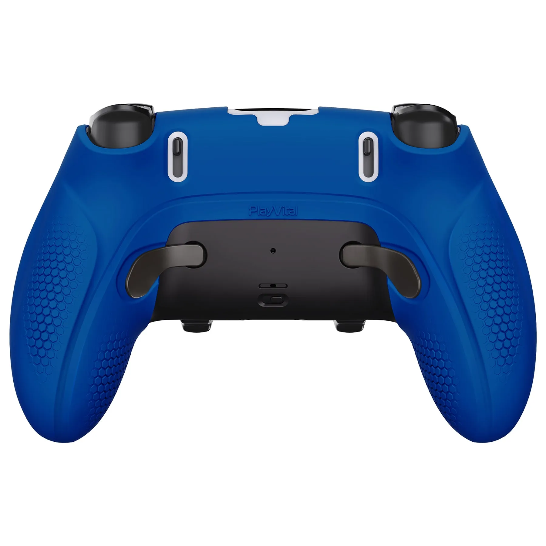 PlayVital Ninja Edition Anti-Slip Half-Covered Silicone Cover Skin for ps5 Edge Controller, Ergonomic Protector Soft Rubber Case for ps5 Edge Wireless Controller with Thumb Grip Caps - Blue - EYPFP008