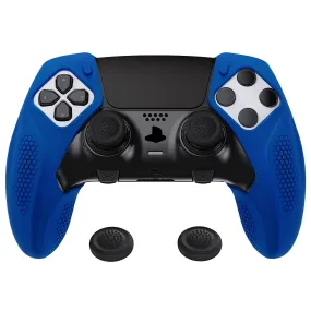 PlayVital Ninja Edition Anti-Slip Half-Covered Silicone Cover Skin for ps5 Edge Controller, Ergonomic Protector Soft Rubber Case for ps5 Edge Wireless Controller with Thumb Grip Caps - Blue - EYPFP008