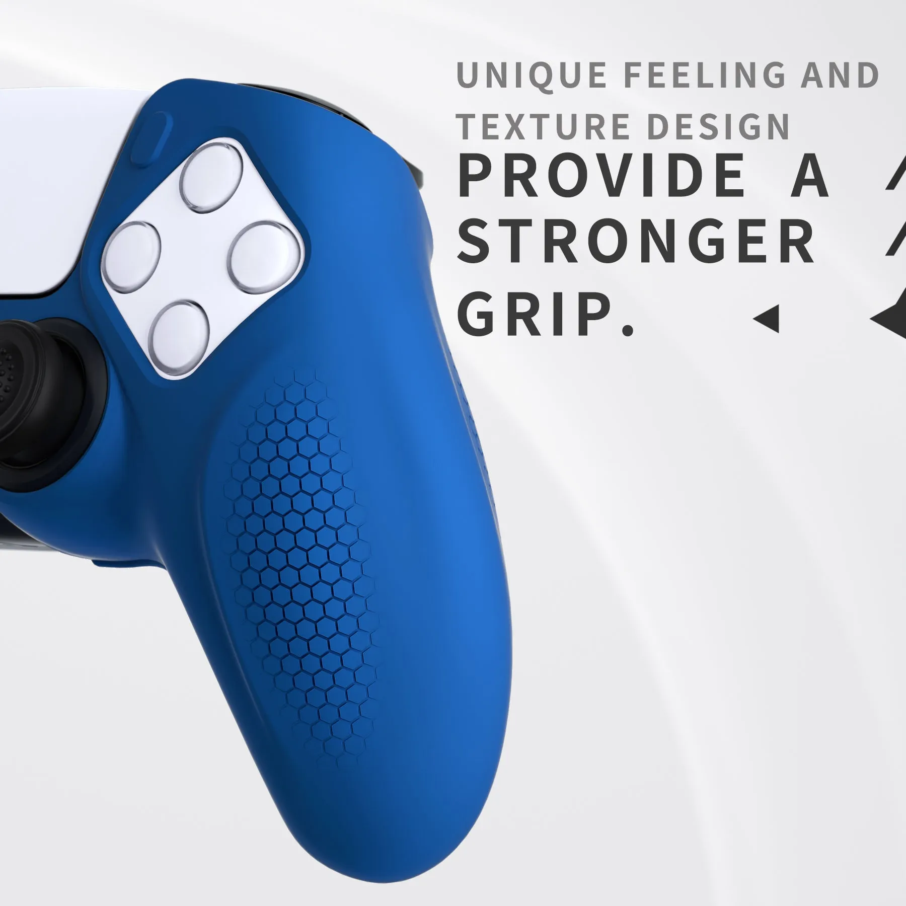 PlayVital Ninja Edition Anti-Slip Silicone Cover Skin for ps5 Wireless Controller, Ergonomic Protector Soft Rubber Case for ps5 Controller Fits with Charging Station with Thumb Grip Caps - Blue - MQRPFP005