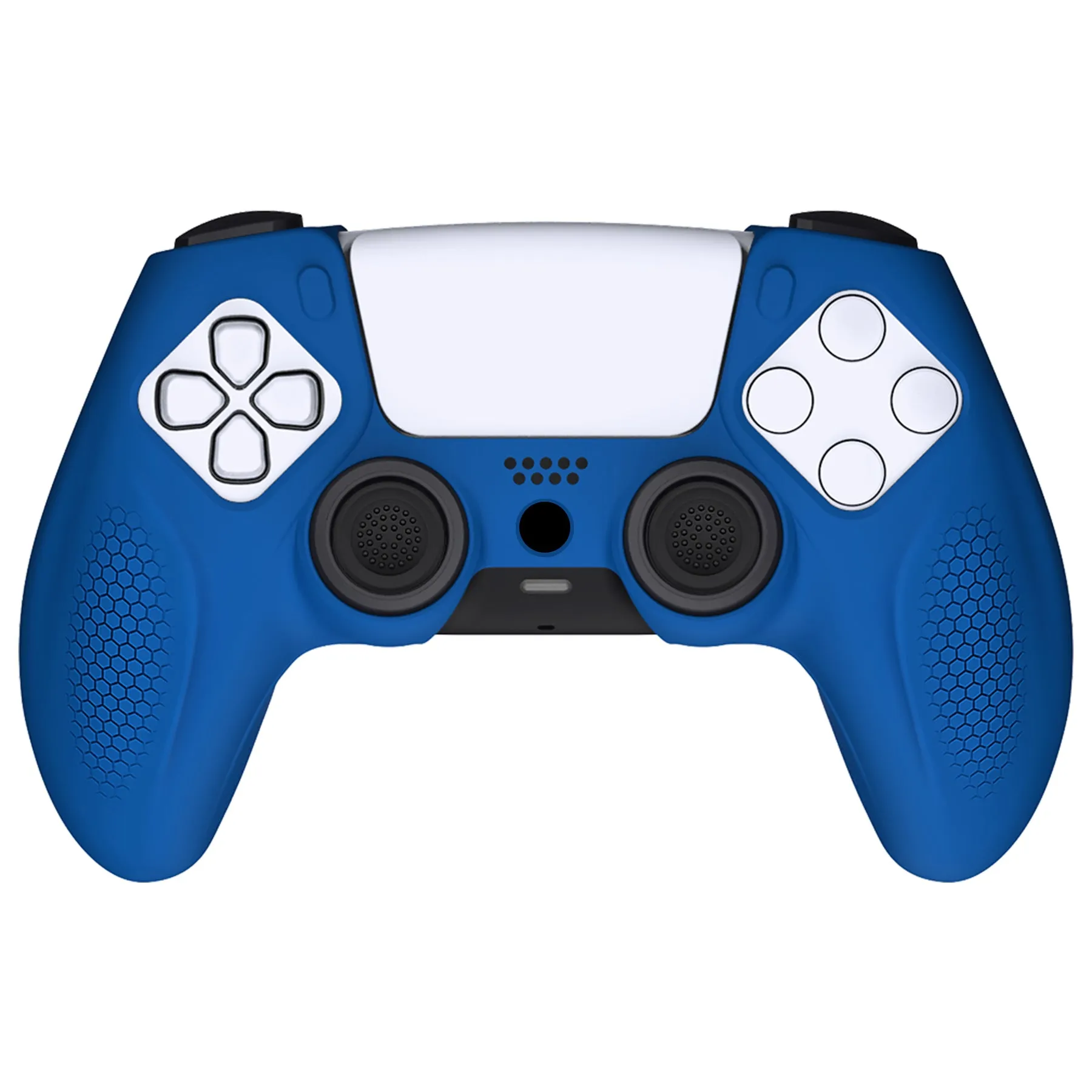 PlayVital Ninja Edition Anti-Slip Silicone Cover Skin for ps5 Wireless Controller, Ergonomic Protector Soft Rubber Case for ps5 Controller Fits with Charging Station with Thumb Grip Caps - Blue - MQRPFP005