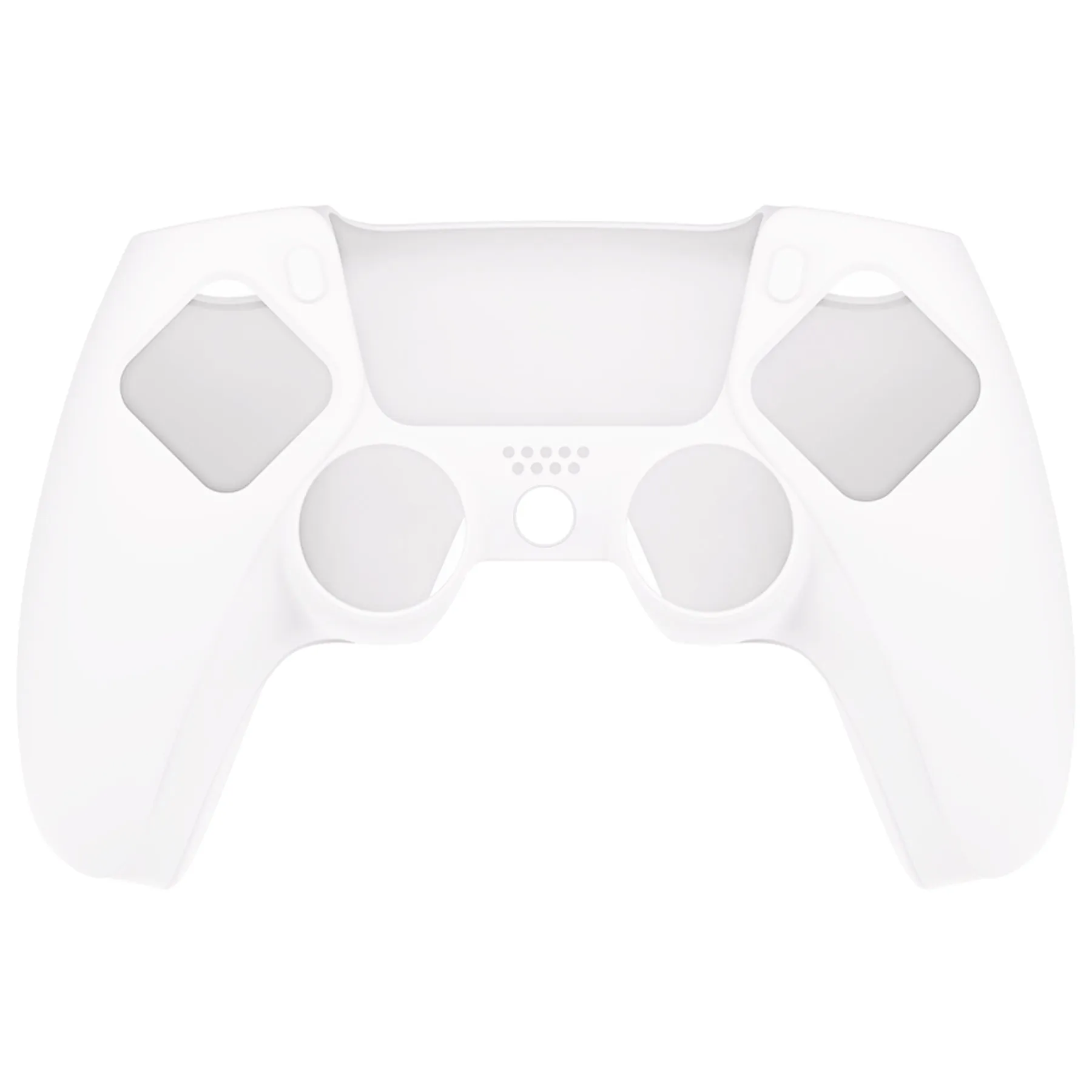 PlayVital Pure Series Dockable Model Anti-Slip Silicone Cover Skin for ps5 Controller, Soft Rubber Grip Case for ps5 Wireless Controller Fits with Charging Station with 6 Thumb Grip Caps - White - EKPFP002