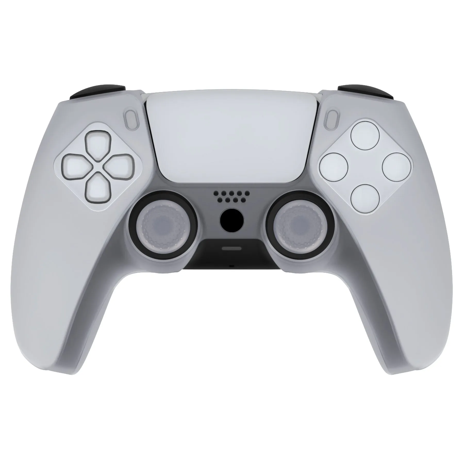 PlayVital Pure Series Ergonomic Anti-Slip Silicone Cover Skin for PS5 Controller, Soft Rubber Grip Case for PS5 Wireless Controller Fits with Charging Station with 6 Thumb Grip Caps - Clear White - EKPFP008