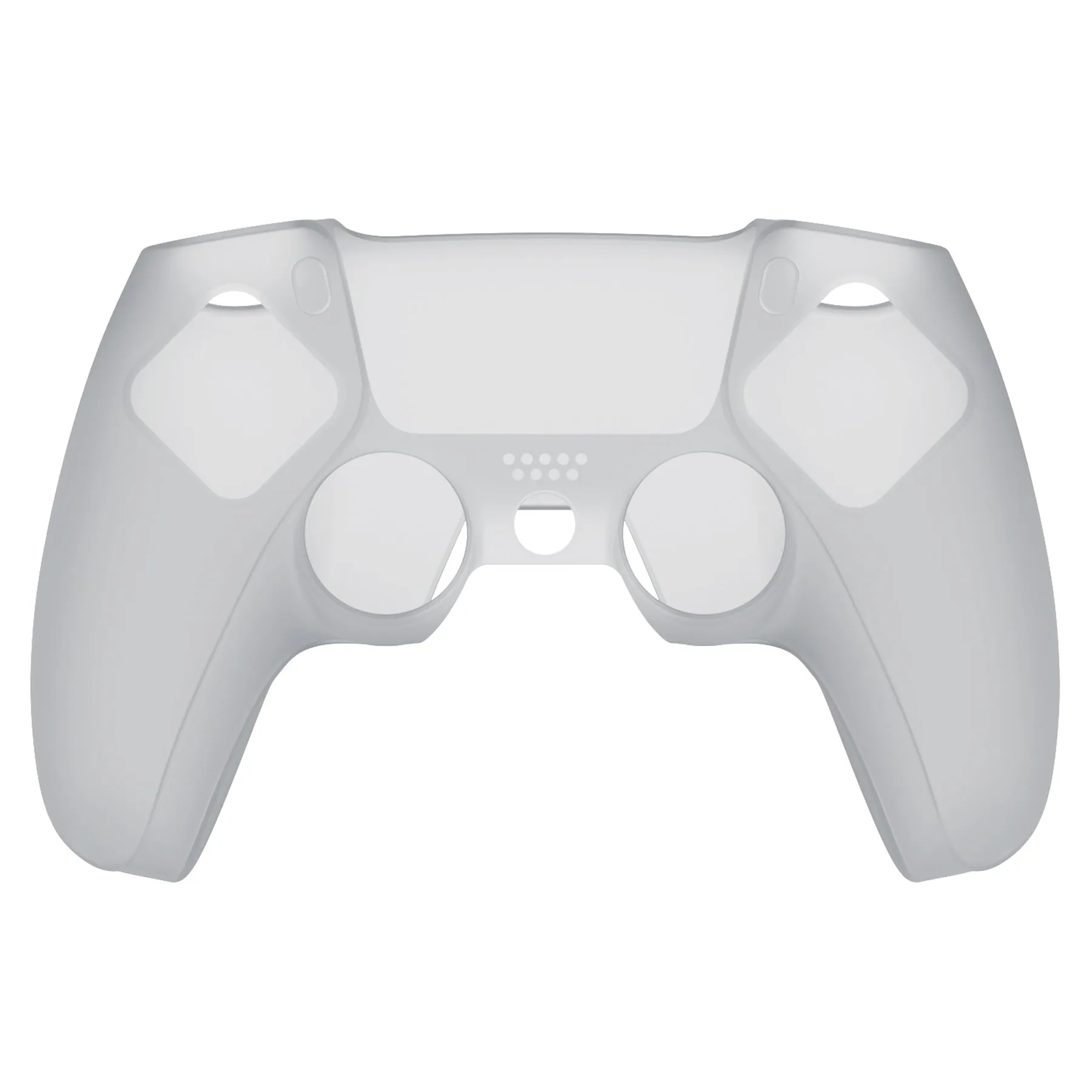 PlayVital Pure Series Ergonomic Anti-Slip Silicone Cover Skin for PS5 Controller, Soft Rubber Grip Case for PS5 Wireless Controller Fits with Charging Station with 6 Thumb Grip Caps - Clear White - EKPFP008