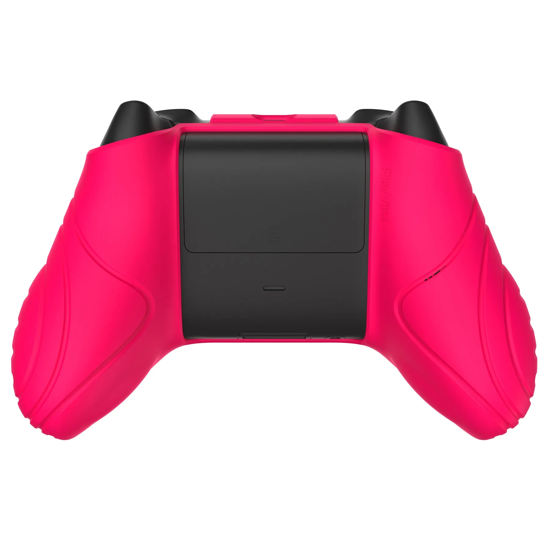 PlayVital Samurai Edition Bright Pink Anti-slip Controller Grip Silicone Skin, Ergonomic Soft Rubber Protective Case Cover for Xbox Series S/X Controller with Black Thumb Stick Caps - WAX3019