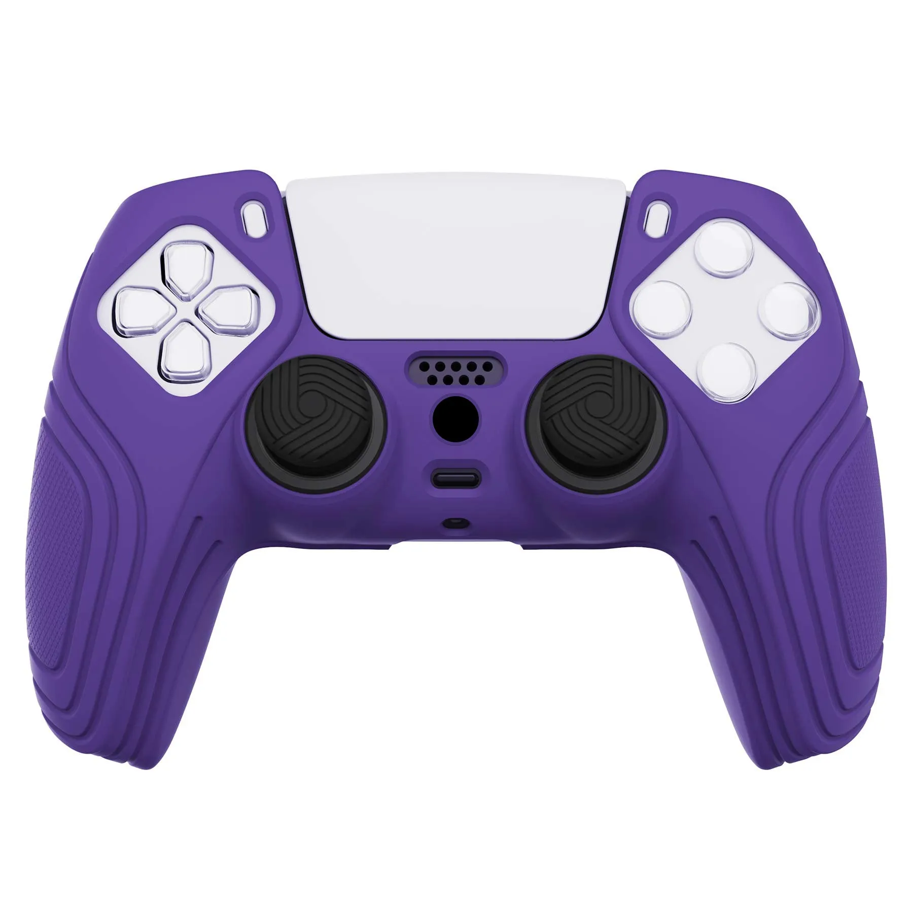 PlayVital Samurai Edition Purple Anti-slip Controller Grip Silicone Skin, Ergonomic Soft Rubber Protective Case Cover for PlayStation 5 PS5 Controller with Black Thumb Stick Caps - BWPF007