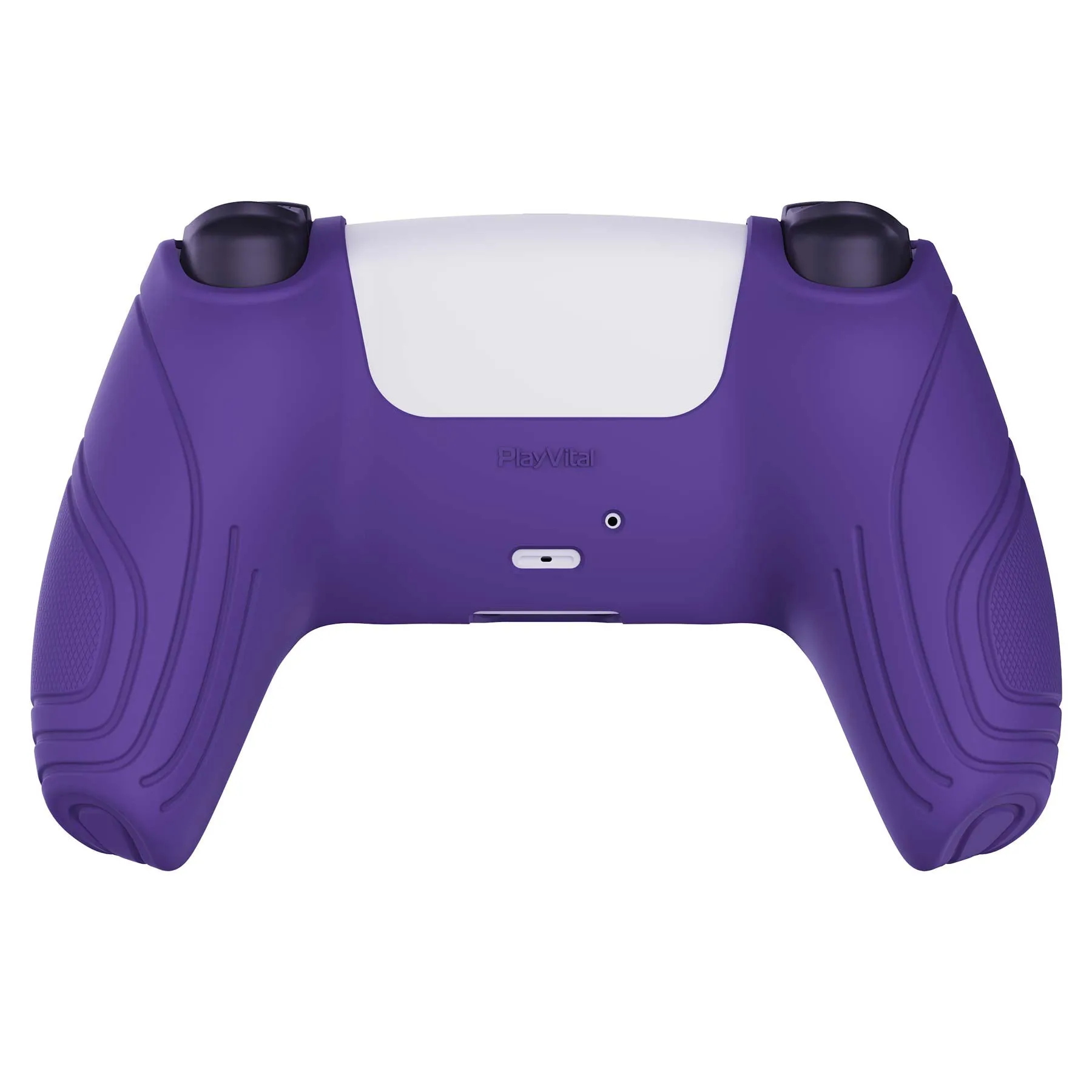 PlayVital Samurai Edition Purple Anti-slip Controller Grip Silicone Skin, Ergonomic Soft Rubber Protective Case Cover for PlayStation 5 PS5 Controller with Black Thumb Stick Caps - BWPF007