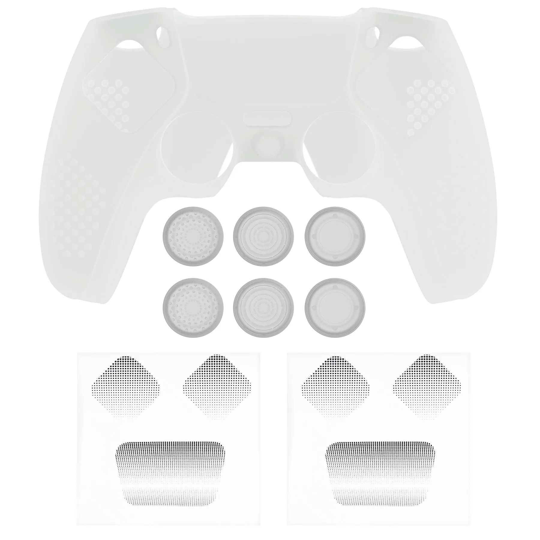 PlayVital Upgraded 3D Studded Edition Glow in Dark - Green Silicone Cover Skin for PS5 Controller with 6 Thumb Grips & 2 Stickers, Anti-Slip Shockproof Controller Grip Case - Compatible with Charging Dock - TVAPFP006